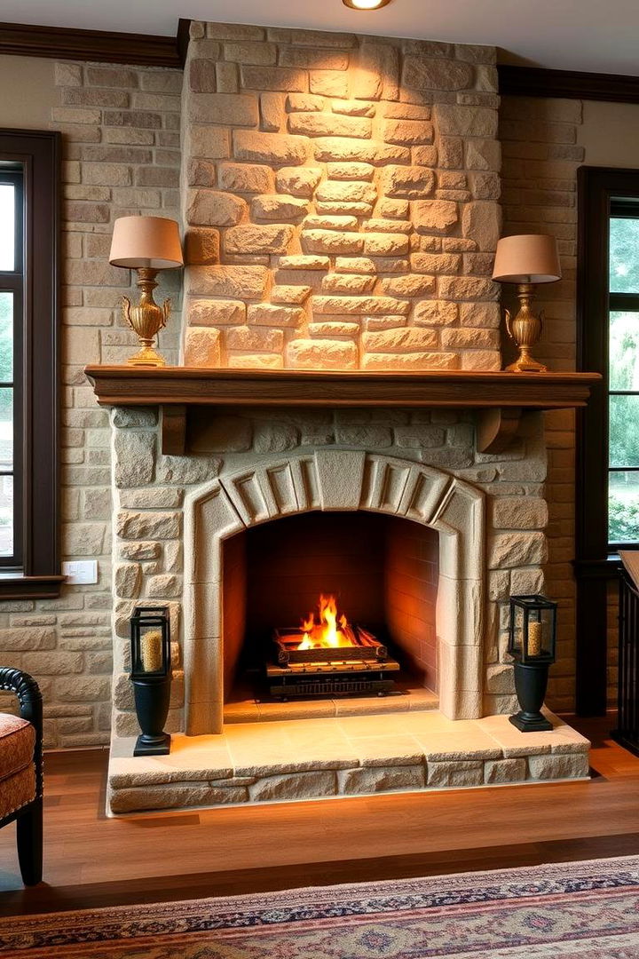 Traditional Charm Reimagined with Faux Stone - 22 Faux Stone Fireplace Ideas