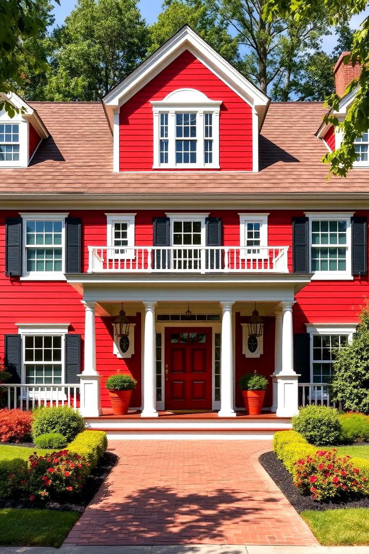Traditional Colonial Red Revival - 22 Dark Red House Exterior Ideas