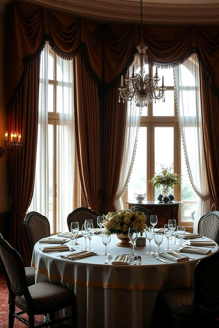 Traditional Elegance with Heavy Drapes - 22 Dining Room Curtain Ideas