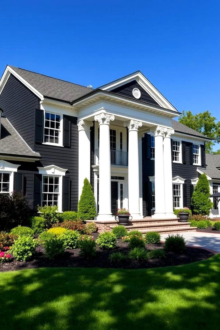Traditional Estate in Bold Black - 22 black siding house ideas