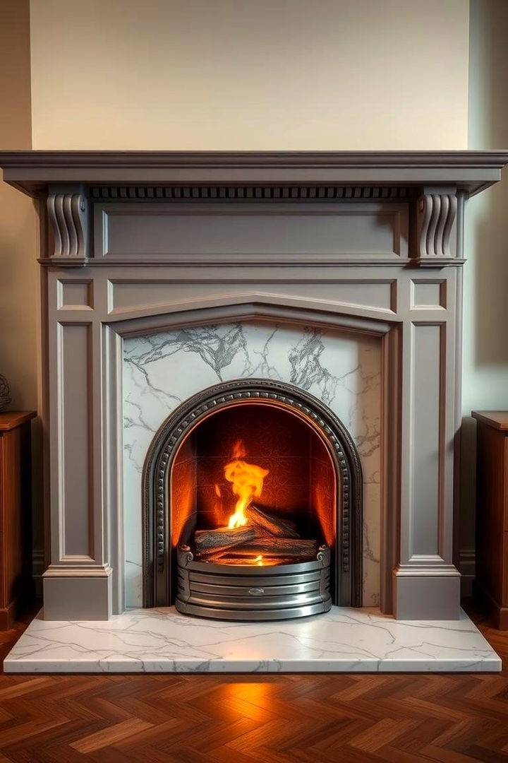 Traditional Hearth with Marble Accent - 22 Marble Fireplace Ideas