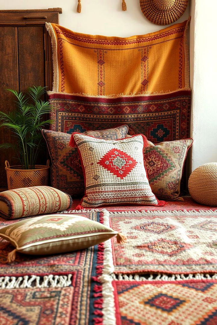 Traditional Moroccan Rugs and Cushions - 22 Moroccan Living Room Ideas