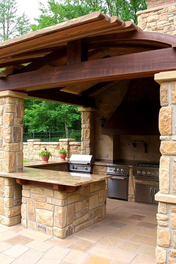 Traditional Stone Slab Canopies - 22 Outdoor Kitchen Roof Ideas
