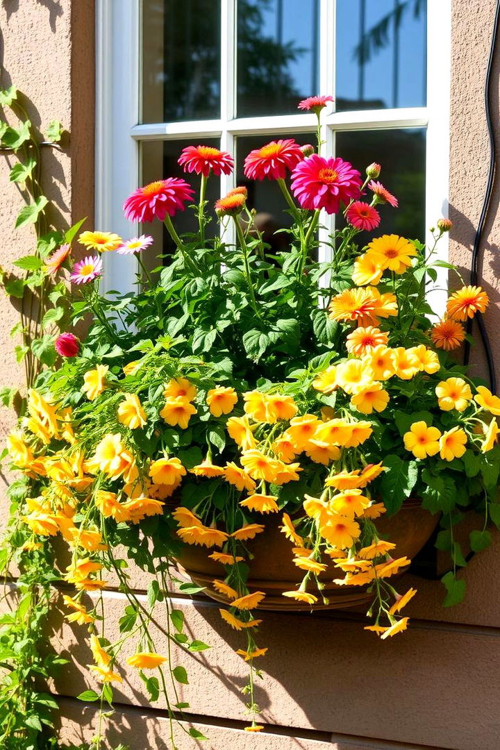 Trailing Vines and Cascading Blooms Display - 22 Fall Window Box Ideas