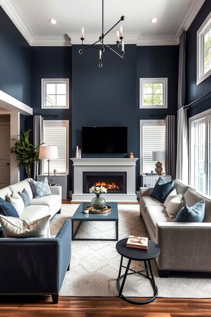Tranquil Retreat Ambiances - 22 Navy Blue and Grey Living Room Ideas