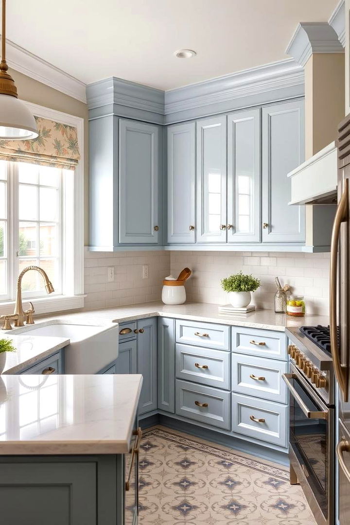 Transitional Blue Aesthetics - 22 Light Blue Kitchen Cabinets Ideas