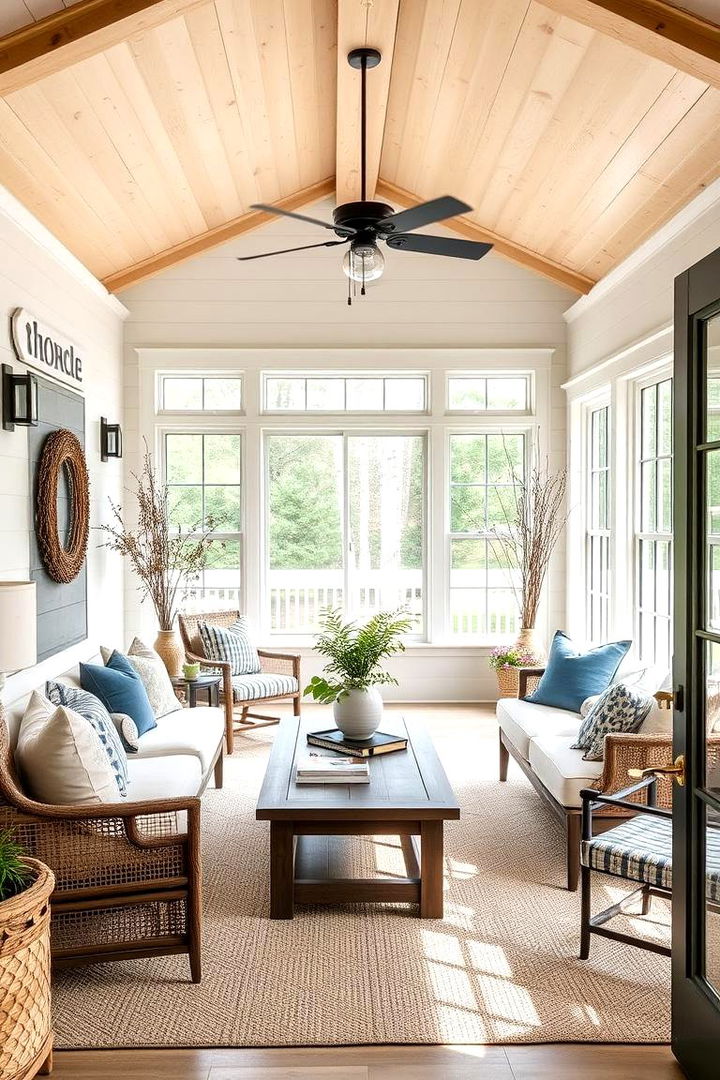 Transitional Farmhouse Look - 22 Farmhouse Sunroom Ideas