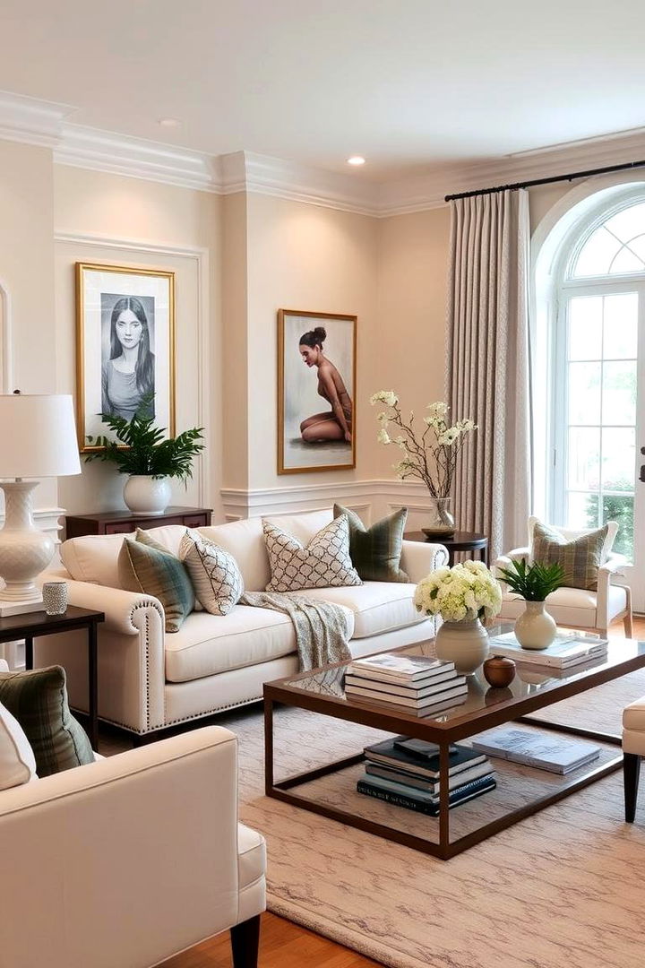 Transitional Style Elegance - 22 Cream Couch Living Room Ideas