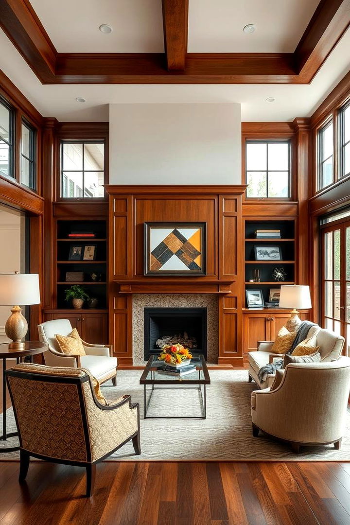 Transitional Style with Harmonious Comfort - 22 Home Office With Fireplace Ideas