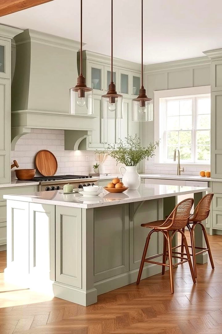 Transitional Styles Featuring Sage Green - 22 Sage Green Kitchen Island Ideas