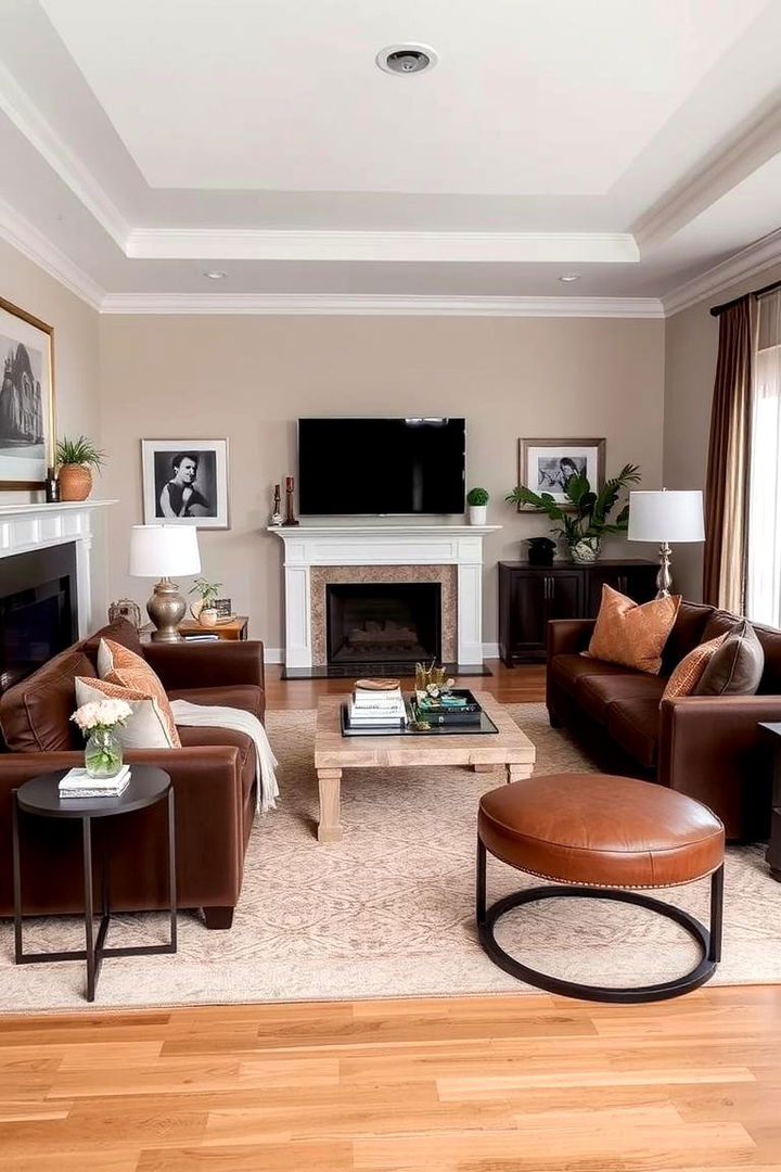 Transitional Warmth - 22 Dark Brown Couch Living Room Ideas