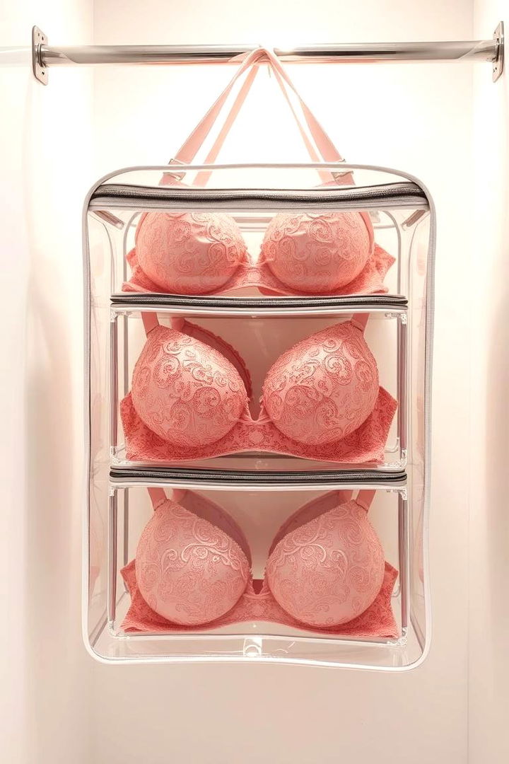 Transparent Bag System for Easy Viewing - 22 Bra Storage Ideas