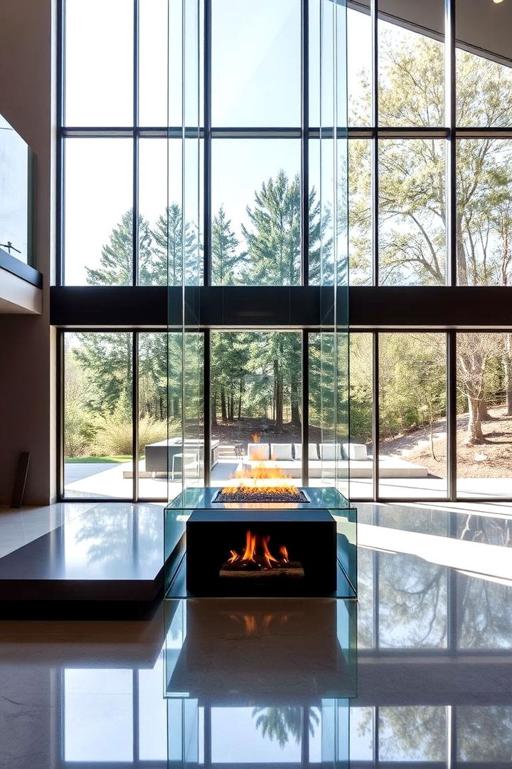 Transparent Illuminated Focus - 22 Fireplace Between Windows Ideas