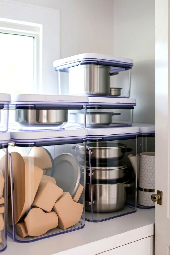 Transparent Pantry Containers - 22 Pots and Pans Storage Ideas