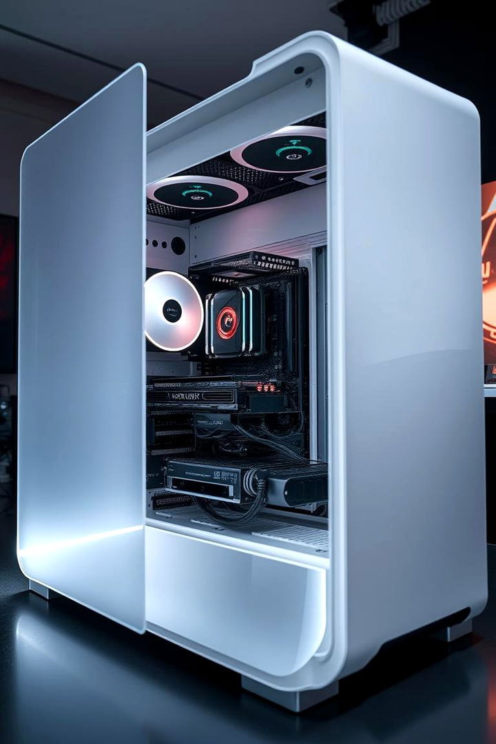 Transparent White Panels - 22 All White Gaming Setup Ideas