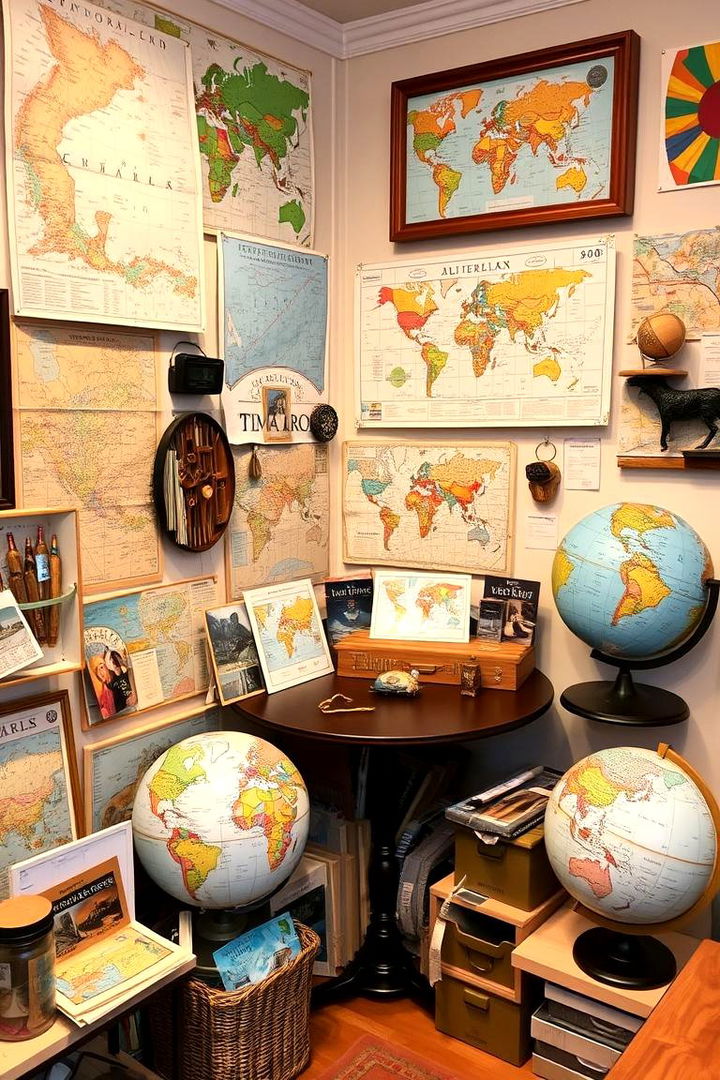 Travel Inspired Memorabilia Corner - 22 Corner Decoration Ideas