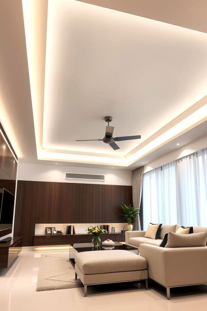 Tray Ceilings with Recessed Lighting for Elegance - 22 Living Room Ceiling Ideas