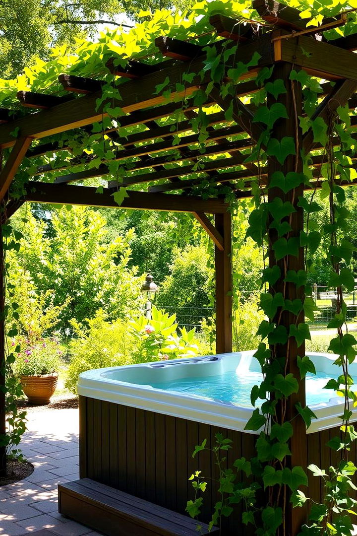 Trellis with Climbing Plants - 22 Backyard Hot Tub Privacy Ideas