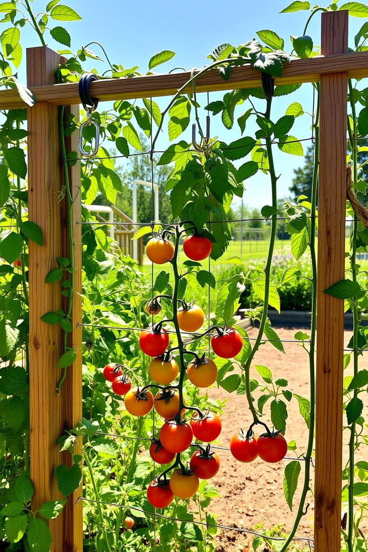 Trellis with Integrated Plant Hooks - 22 Tomato Trellis Ideas