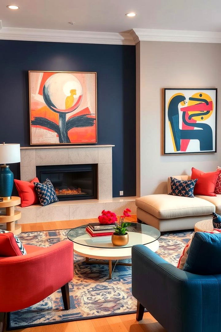 Trendy Coral and Navy - 22 Two Colour Combination for Living Room