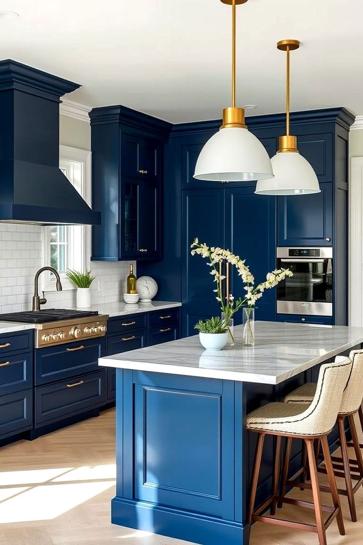 Trendy Navy Accents - 22 Kitchen Island Color Ideas