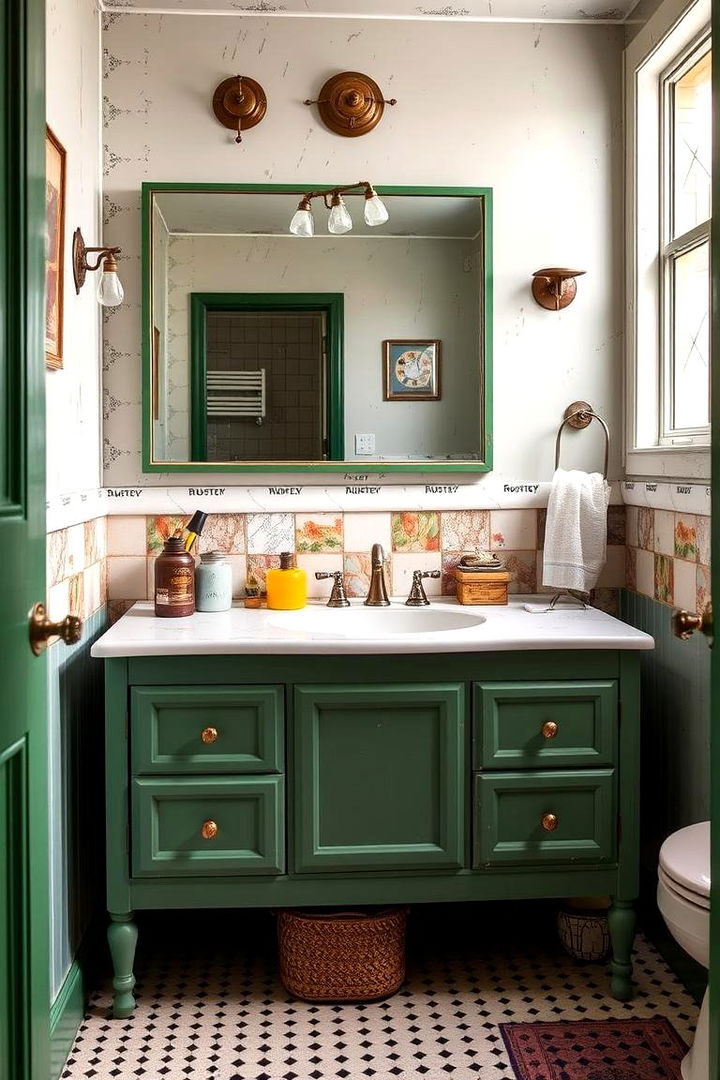 Trendy Vintage Touches - 22 Bathroom With Green Vanity