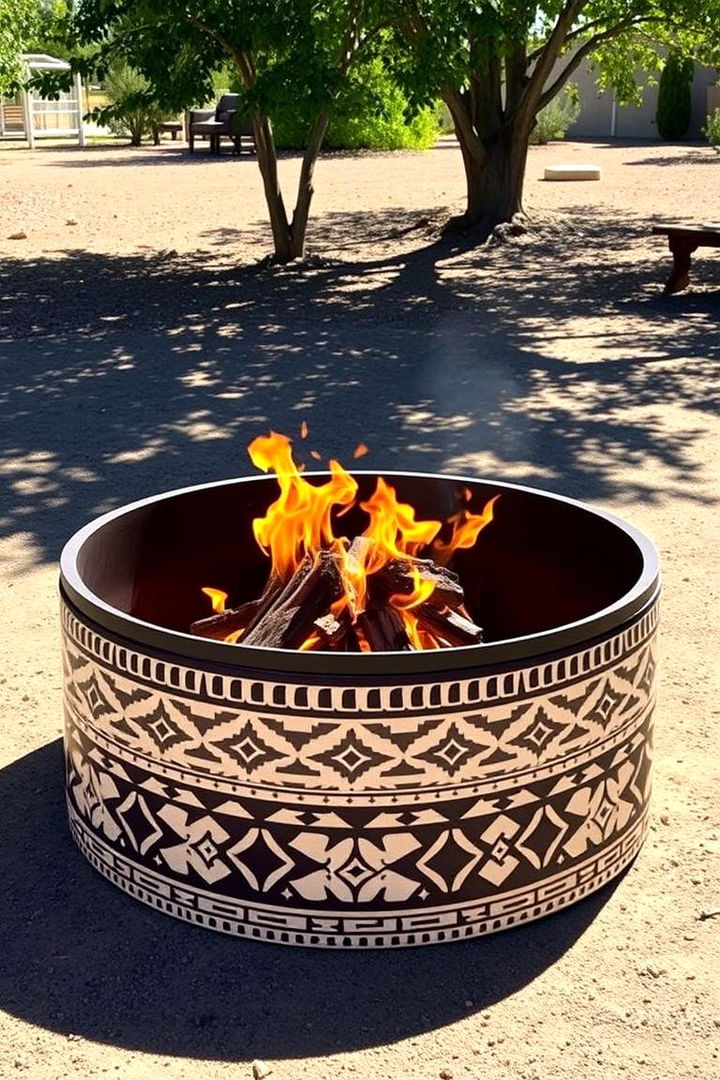Tribal Pattern Fire Pit - 22 Truck Rim Fire Pit Ideas