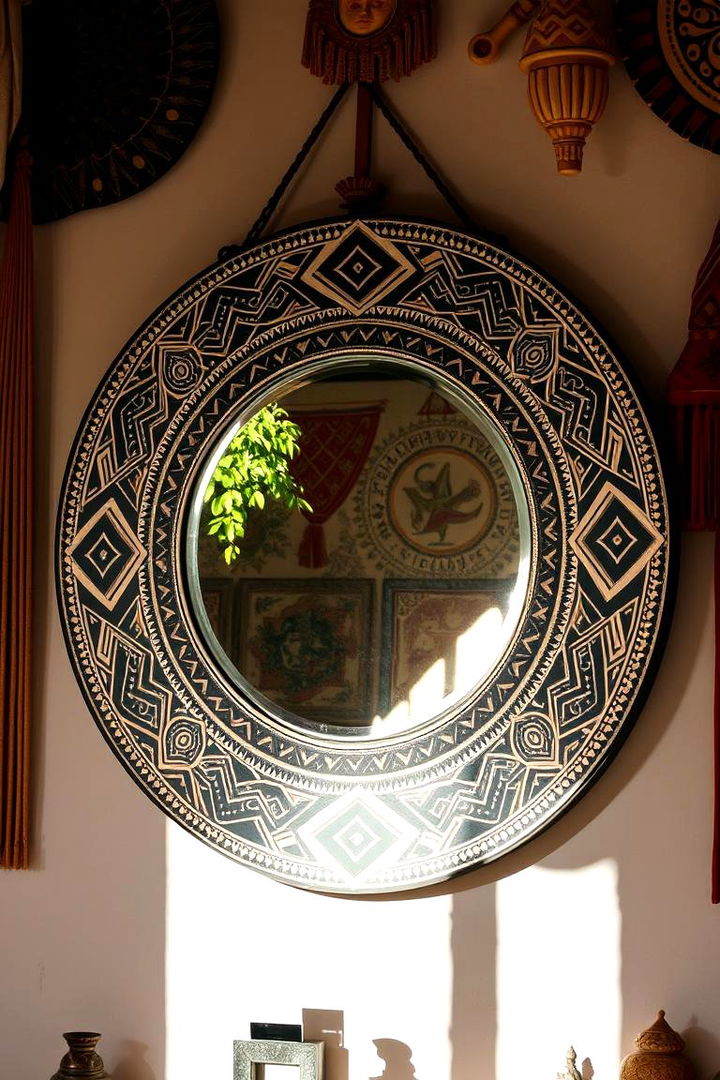 Tribal Pattern Mirror Painting - 22 Mirror Painting Ideas