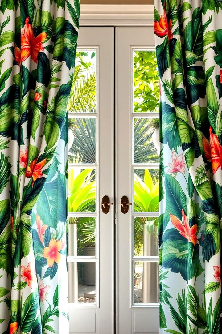 Tropical Botanical Prints - 22 French Door Curtain Ideas