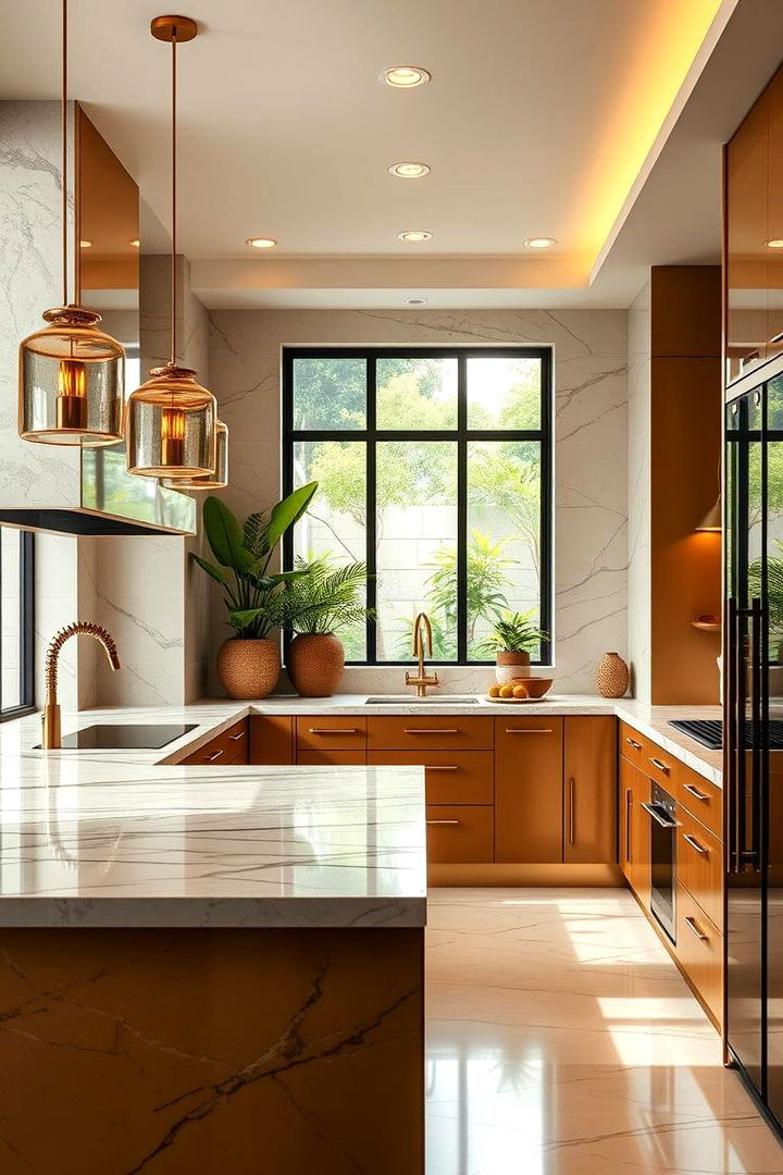 Tropical Elegance with Gold - 22 Tropical Kitchen Ideas