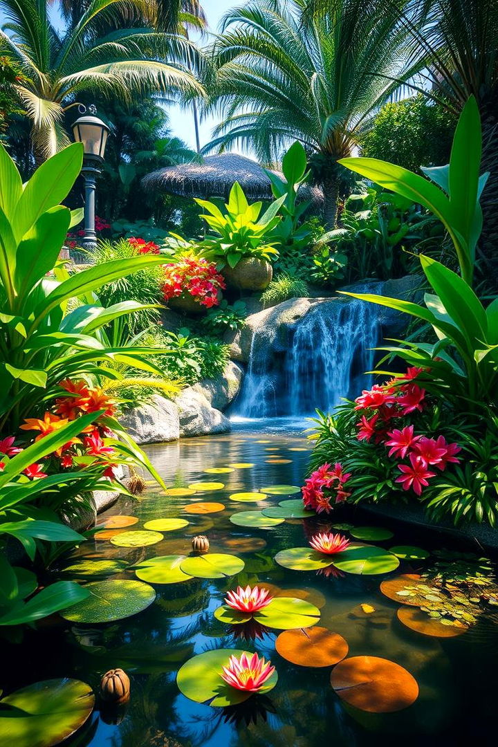 Tropical Escape Pond - 22 Small Pond Ideas With Waterfalls