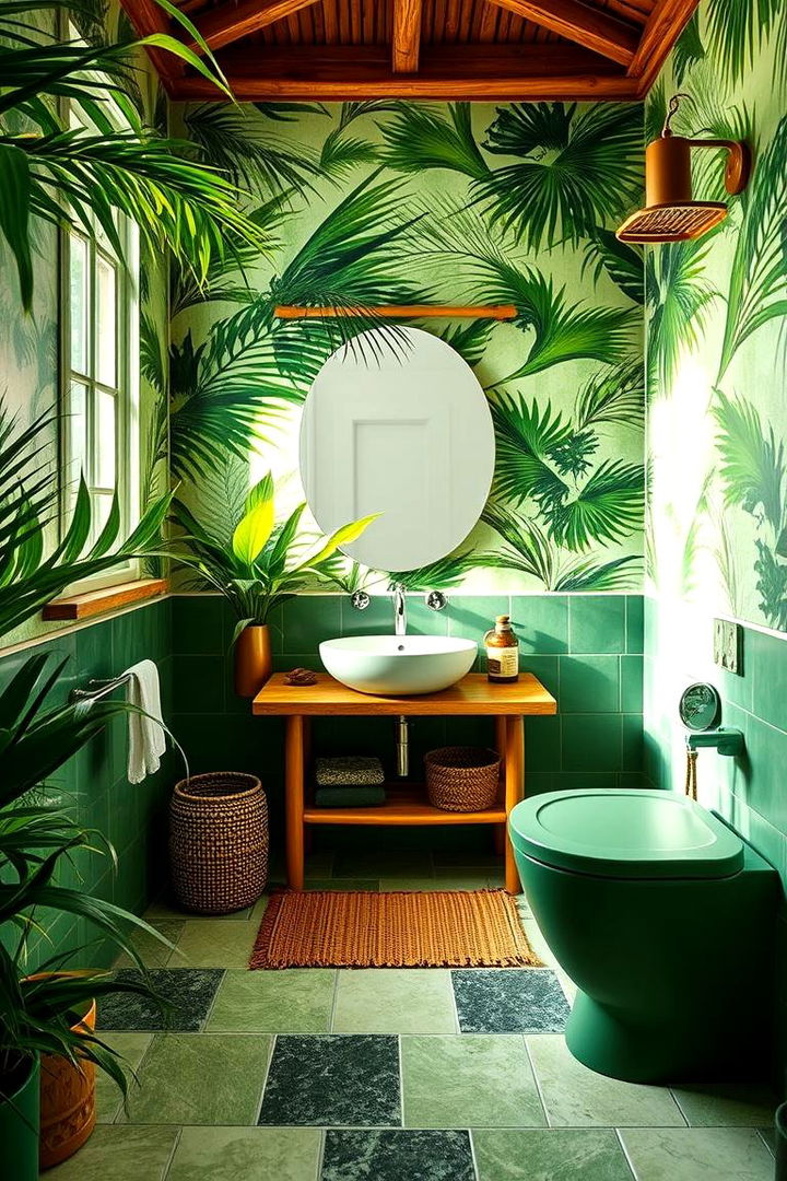 Tropical Green Touches - 22 Forest Green Bathroom Ideas