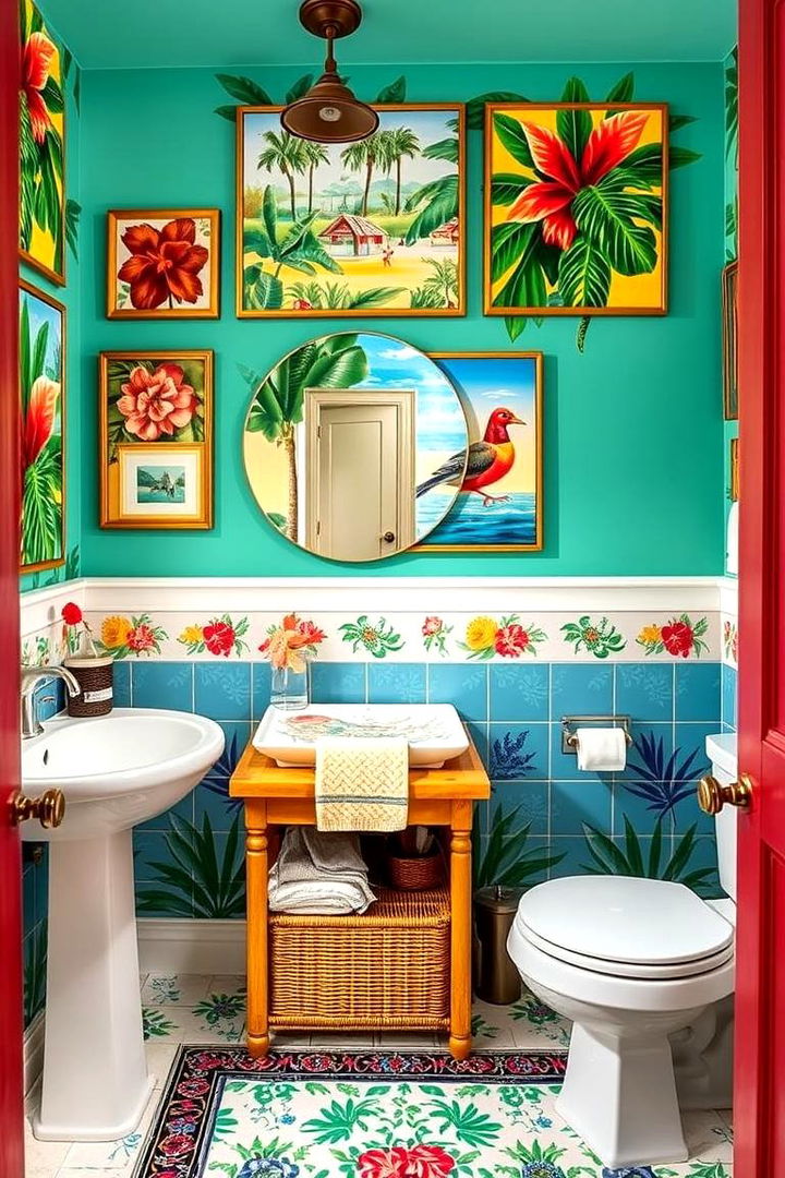 Tropical Inspired Artwork - 22 Tropical Bathroom Ideas
