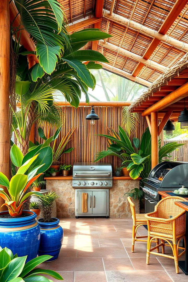 Tropical Inspired BBQ Oasis - 22 bbq area ideas