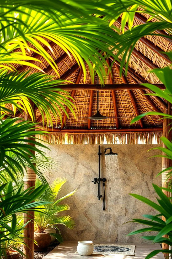 Tropical Palapa Outdoor Shower - 22 Outdoor Shower Ideas