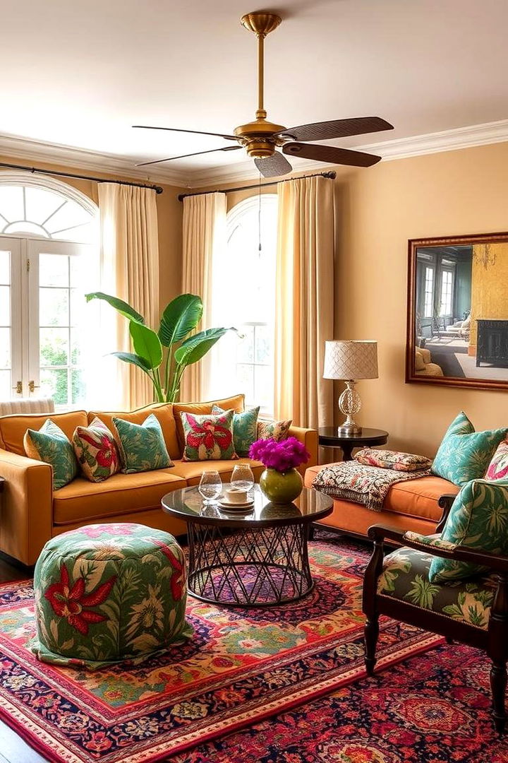 Tropical Patterned Accessories - 22 Tropical Living Room Ideas