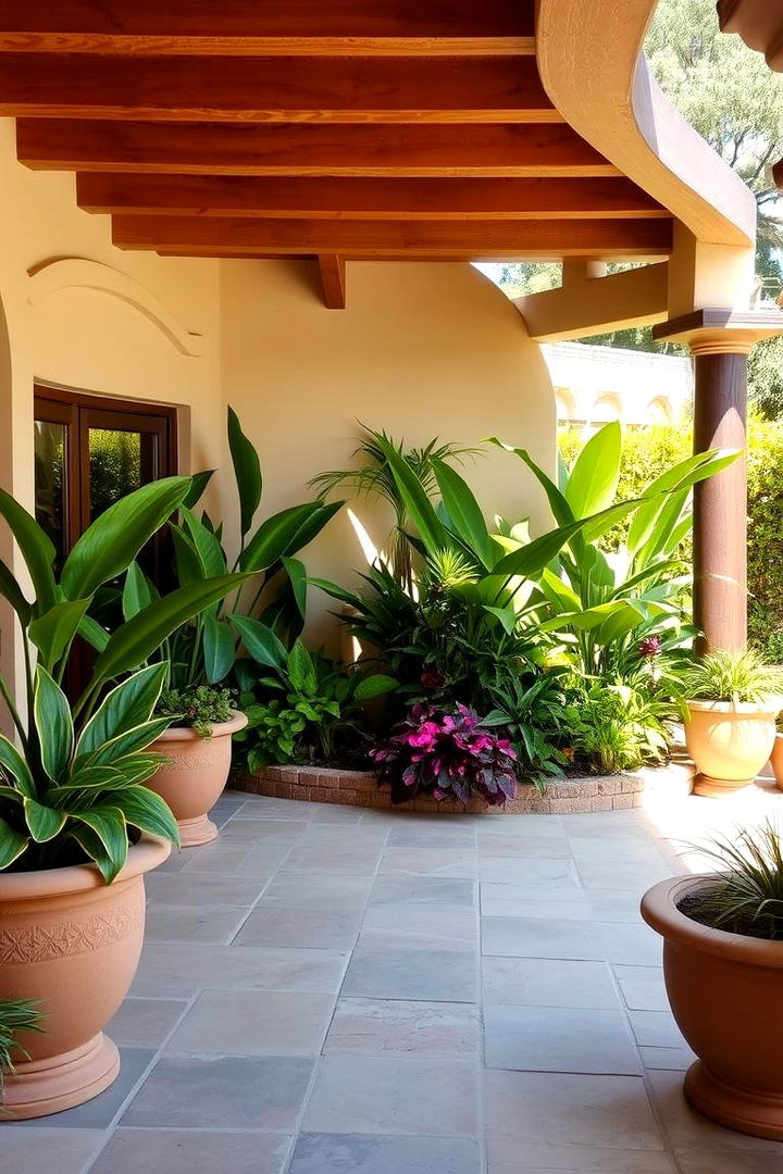 Tropical Plant Arrangements - 22 Semi Circle Patio Ideas and Inspiration