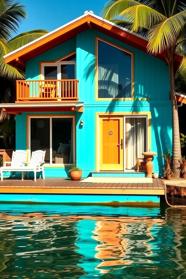 Tropical Turquoise Vibes - 22 Lake House Exterior Colors Ideas