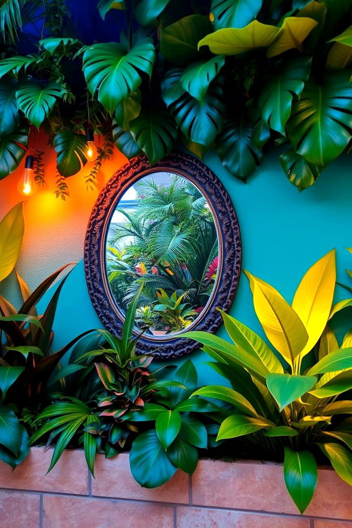 Tropical Vibe Mirror Wall - 22 Garden Mirror Ideas