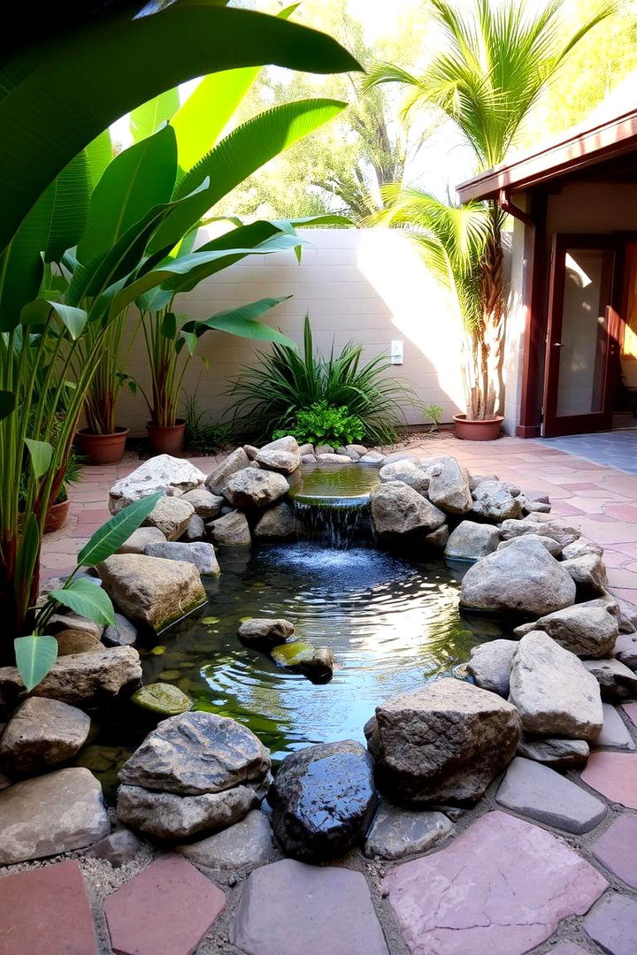 Tropical Water Feature - 22 Tropical Patio Ideas