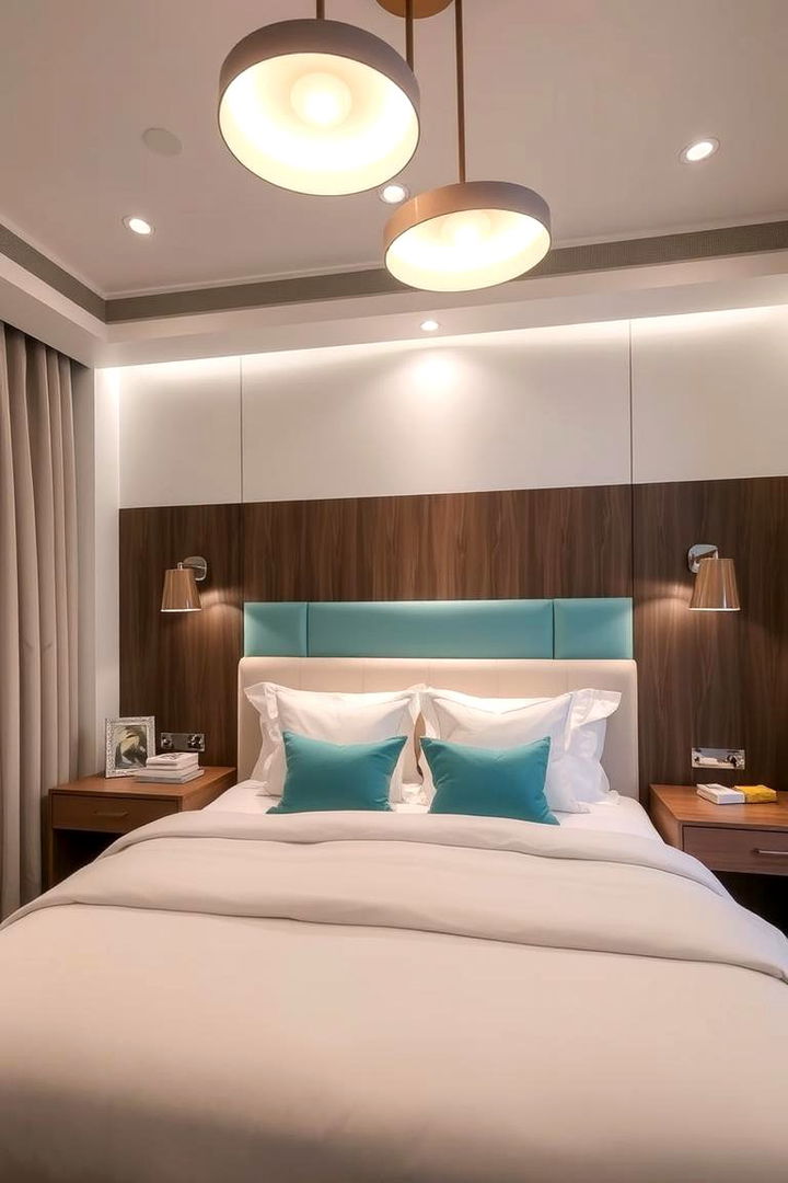 Turquoise Accent with Custom Lighting - 22 Turquoise Bedroom Ideas