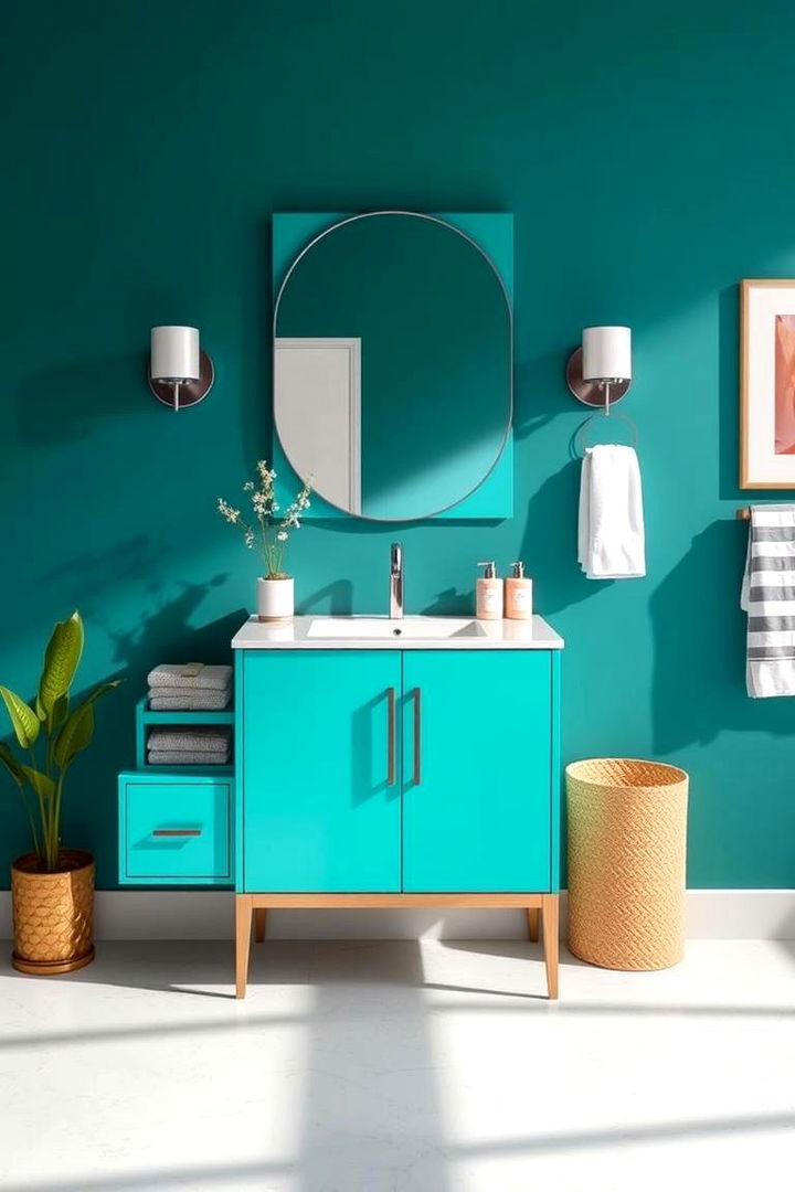 Turquoise Contemporary Style - 22 Blue Bathroom Vanity Ideas