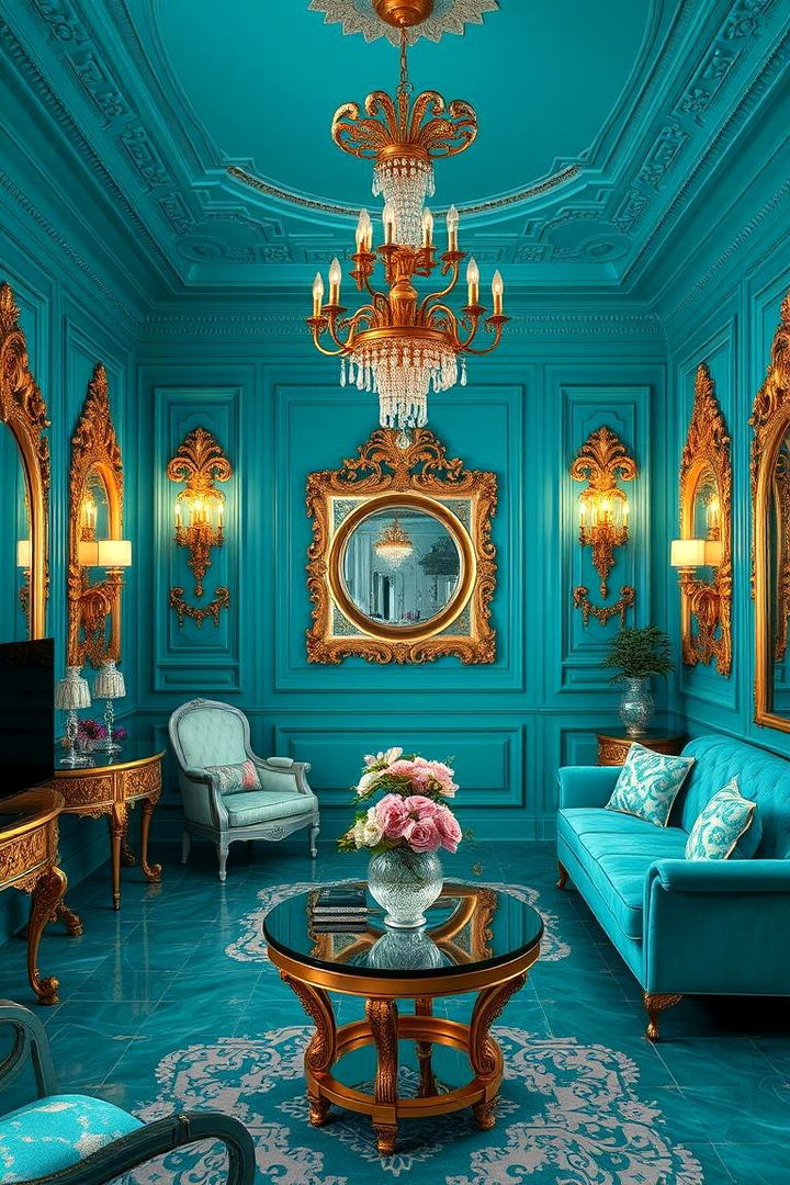 Turquoise and Gold for Glamour - 22 Turquoise Bedroom Ideas