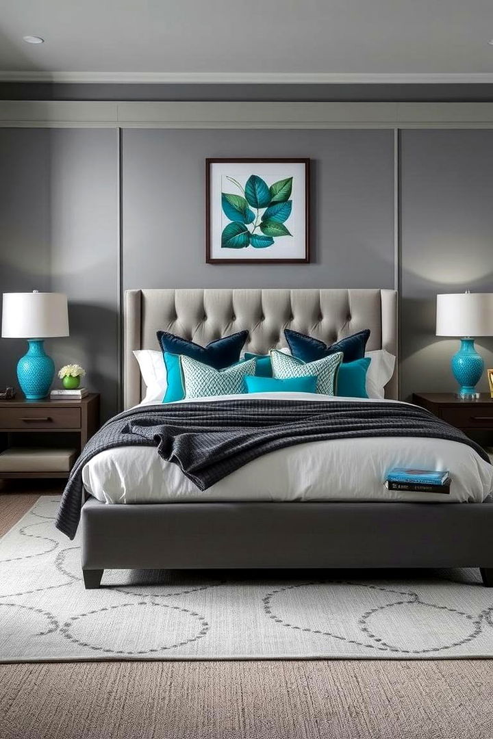 Turquoise and Grey Sophisticated Palette - 22 Turquoise Bedroom Ideas