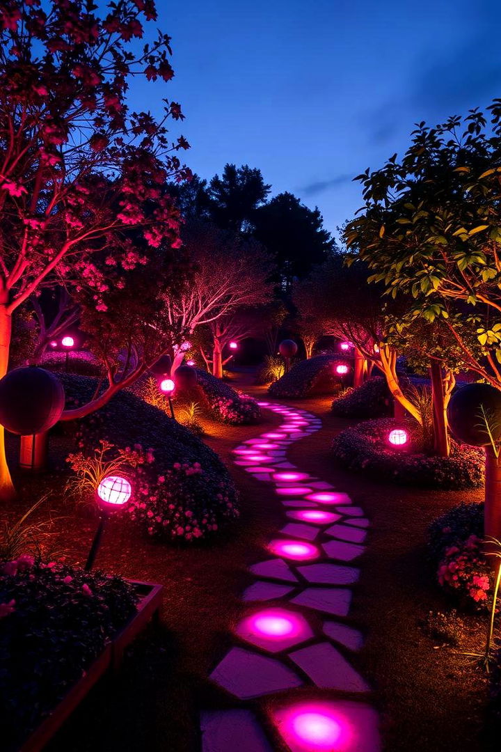 Twinkling Pink Garden Lights - 22 Pink Garden Ideas