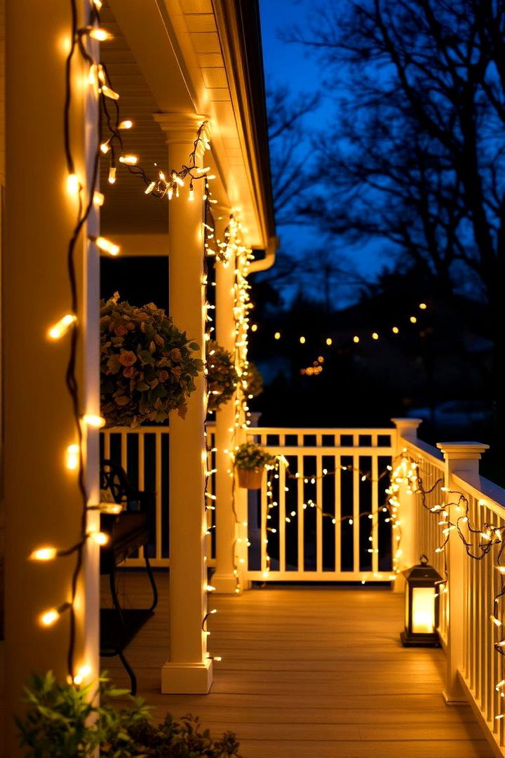 Twinkling String Lights for Warm Glow - 22 Fall Porch Decor Ideas