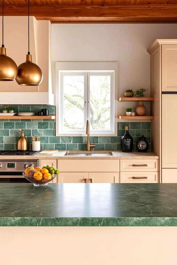 Two Tone Earthy and Green Countertops - 22 Kitchen With Green Countertops Ideas