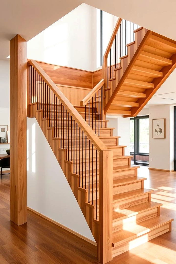 Two Tone Wood Harmony - 22 Wooden Staircase Ideas