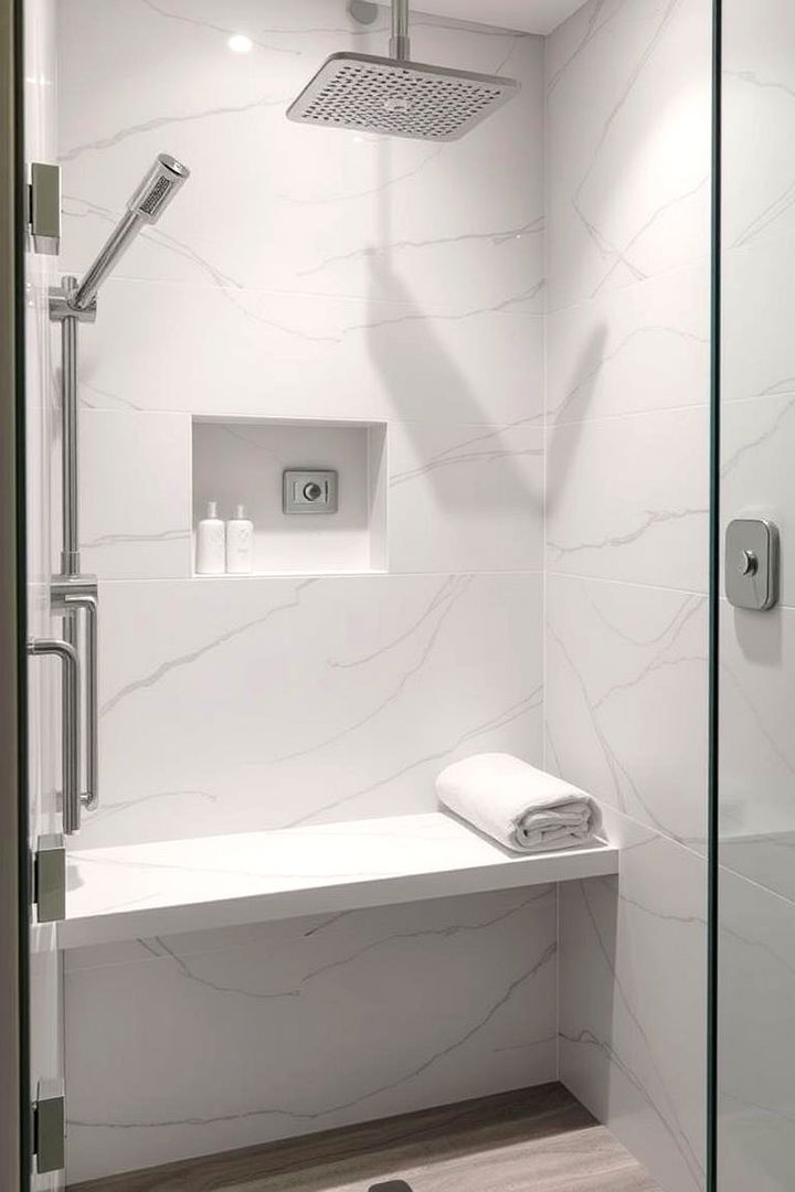 Ultra Modern Integrated Bench Nook - 22 Walk in Shower Ideas With Bench