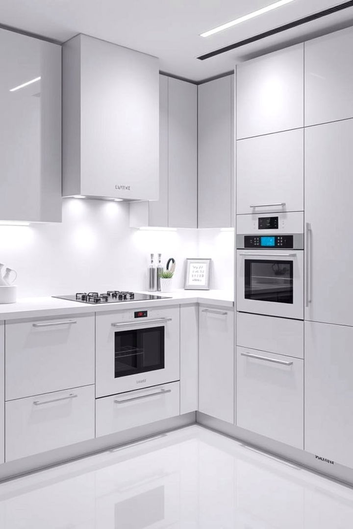 Ultra Modern White Kitchen with Smart Appliances - 22 Kitchen With White Appliances Ideas